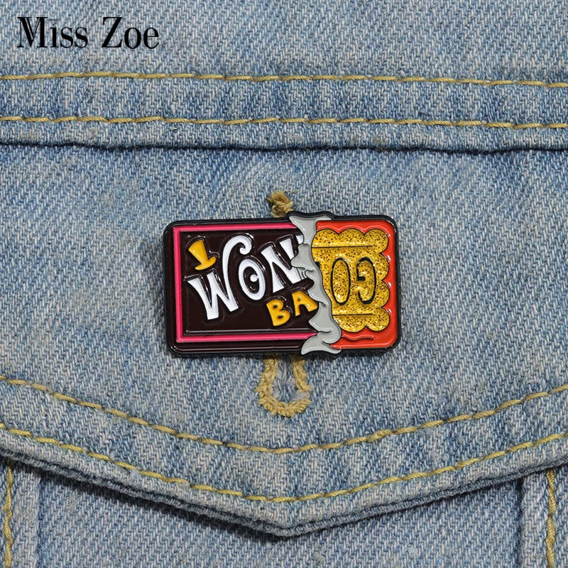 Golden Ticket Enamel Pin Chocolate Badge Lapel Jewelry Gift