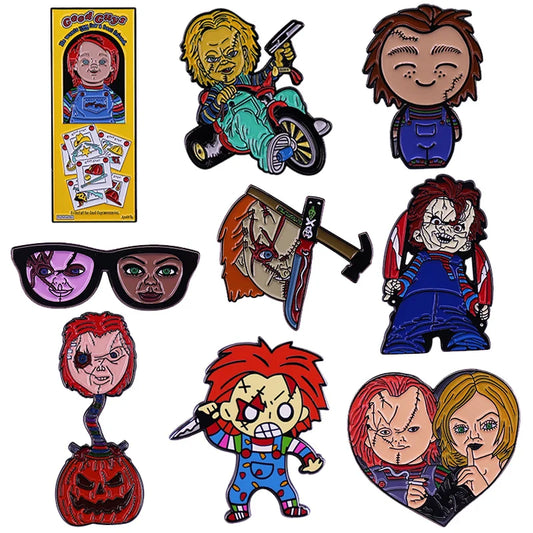 Child's Play Chucky Enamel Pin Evil Doll Brooch Halloween Decor