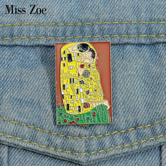 The Kiss Enamel Pins Custom Brooches Lapel Badges Art Jewelry Gift