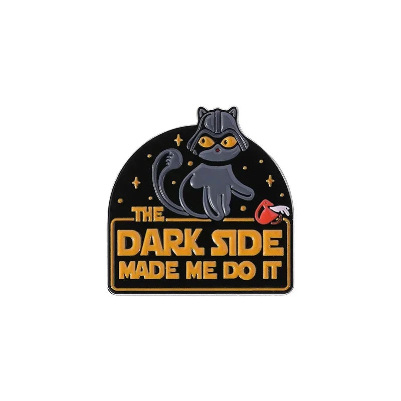 Dark Side Cat Enamel Pin Brooch Lapel Badge Punk Jewelry Gift