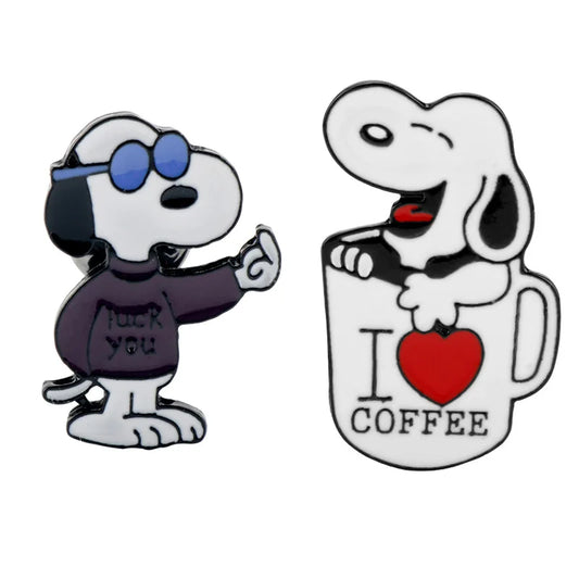 Cartoon Dog Enamel Pin Set - Charlie Brooch Lapel Badge Gift