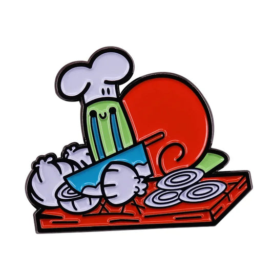 Crying Snail Chef Enamel Brooch Onion Lapel Pin Badge Accessories