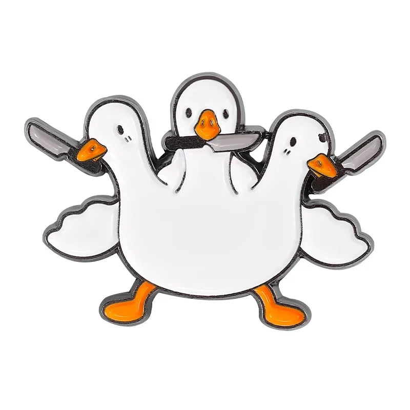 Goose Enamel Pin Cartoon Rose Lapel Brooch Gift