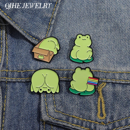 Cute Frog Enamel Pin Rainbow Brooch Backpack Lapel Badge Jewelry Gifts
