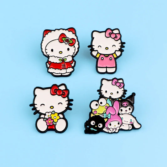 Kawaii Kitty Enamel Pins Brooches Cartoon Lapel Badges Fashion Accessories