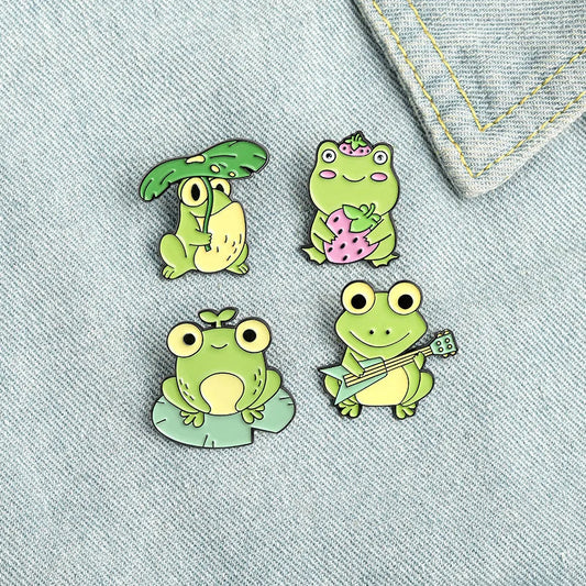 Frog Guitar Enamel Pin Cartoon Brooch Badge for Bags Jeans Hoodies Lapel Jewelry Gift