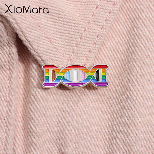 Rainbow DNA LGBT Enamel Pin Pride Flag Brooch Lapel Badge Jewelry Gift
