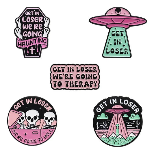 Alien Brooch Enamel Pin Halloween Skeleton Punk Lapel Jewelry