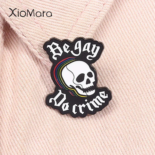 LGBT Pride Skeleton Rainbow Enamel Pin Jewelry Gift