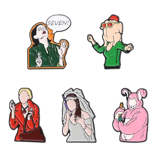 Comedy TV Character Enamel Pins Cartoon Humor Friends Brooches Backpack Lapel Badges Jewelry Gifts