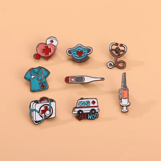 Medical Supplies Enamel Brooch Stethoscope Pin Lapel Badge Gift for Nurse Doctor
