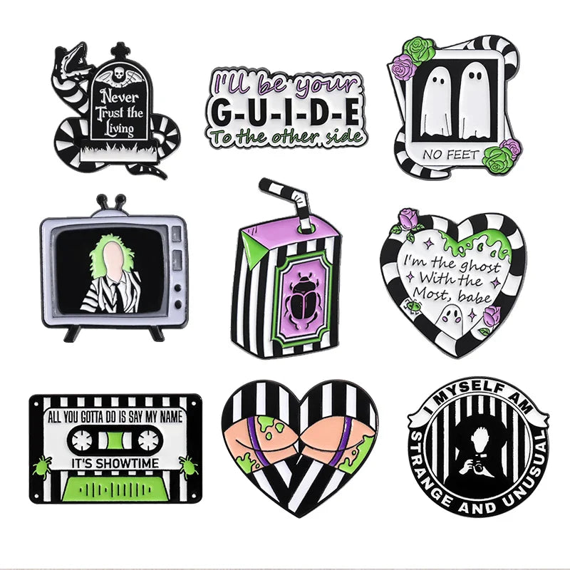 Horror Movie Enamel Pins Ghost Halloween Brooches Showtime Lapel Badge