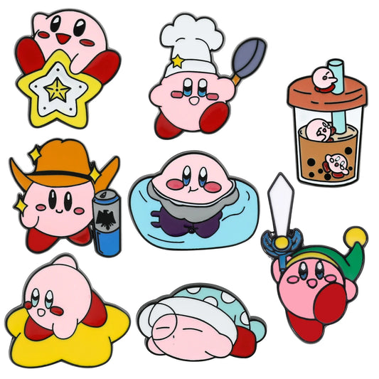Wholesale Kawaii Kirby Enamel Pin Cartoon Metal Brooch Anime Lapel Gifts