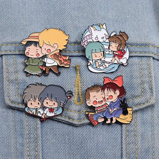 6 Pcs Anime Metal Brooch Enamel Pins Lapel Badge Accessories