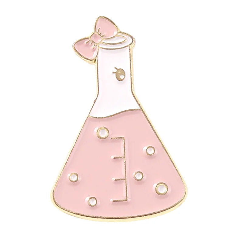 Enamel Pin Chemical Structure Brooch Jewelry Gift Beaker Test Tube Lapel Badge