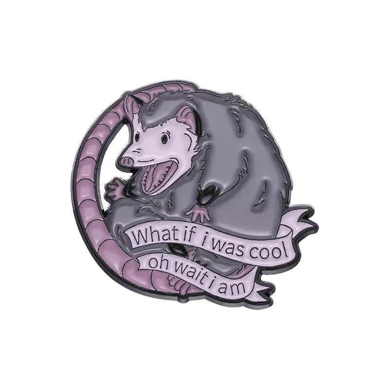 Possum Enamel Pin Mentally Sick Physically Thick Opossum Meme Brooch Lapel Badge Jewelry Gift