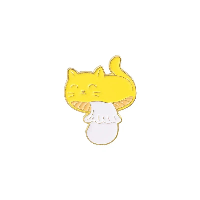 Mushroom Enamel Pins Moon Bunny Cat Brooches Cute Cartoon Lapel Pin Jewelry Wholesale