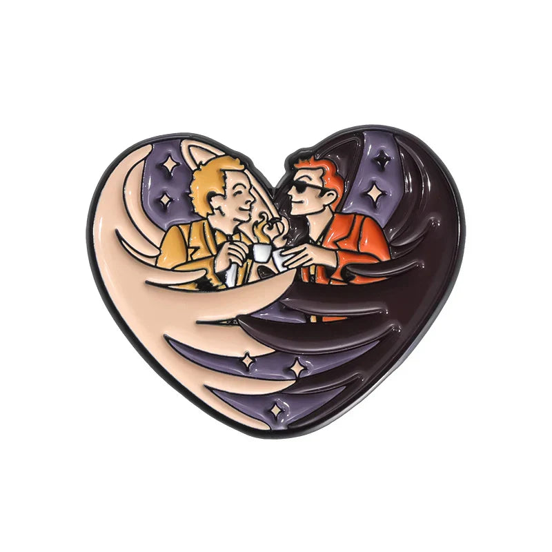 Fantasy Comedy Enamel Pins Angels Demons Funny Brooches Lapel Backpack Badge Jewelry Gift