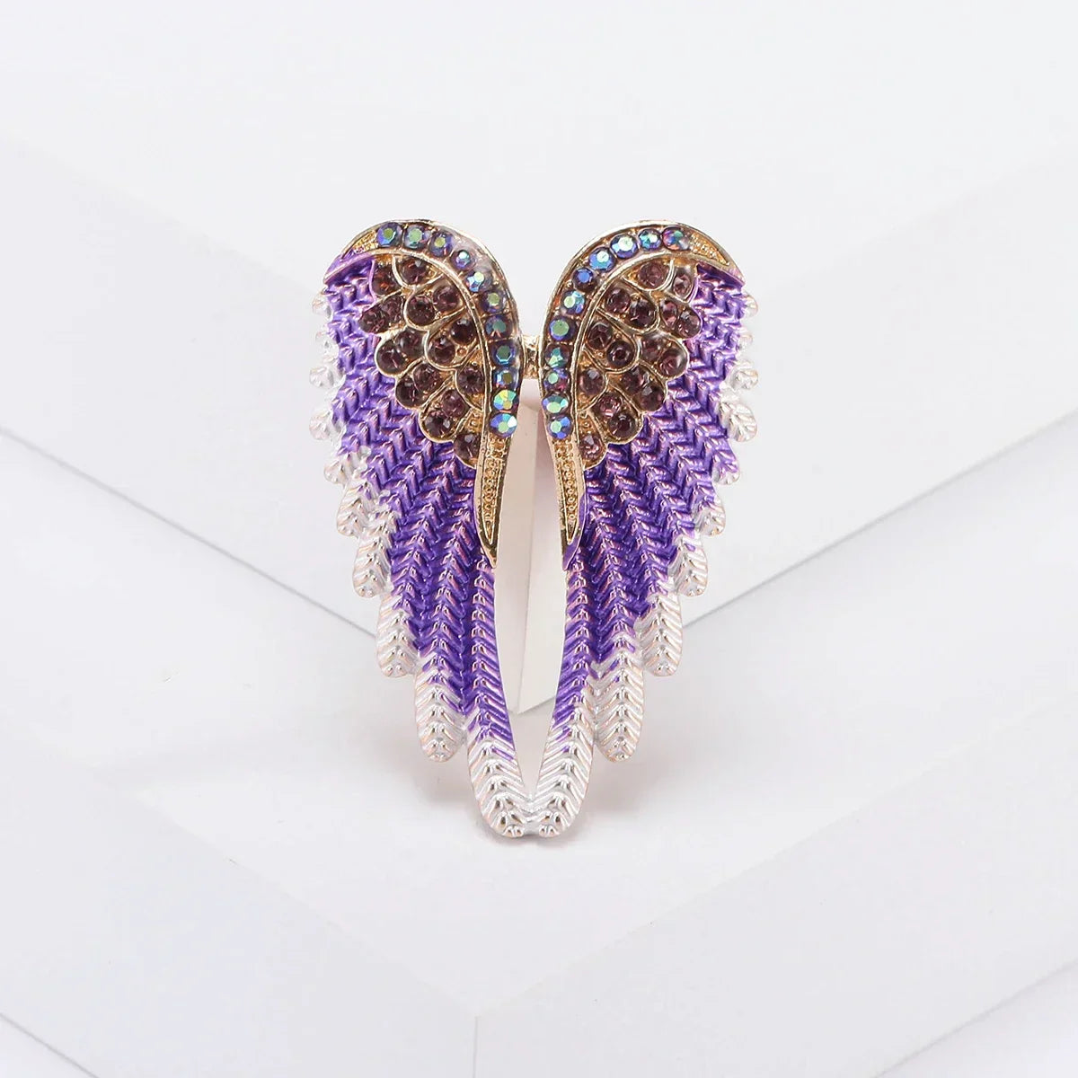 Rhinestone Angel Wings Brooch Feather Pins Jewelry Accessories