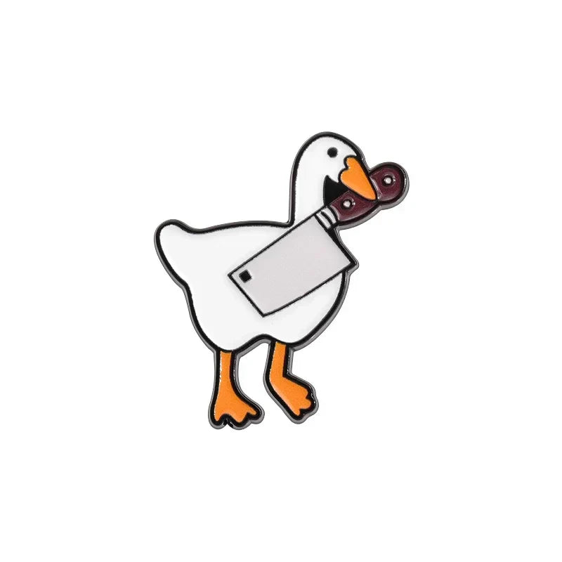 Goose Knife Enamel Pin Cute Animal Brooch Lapel Badge Jewelry Gift