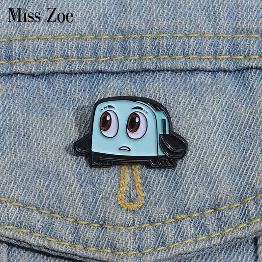 Cute Bread Machine Enamel Pins Cartoon Movie Brooches Lapel Badges Jewelry Gift for Kids Friends