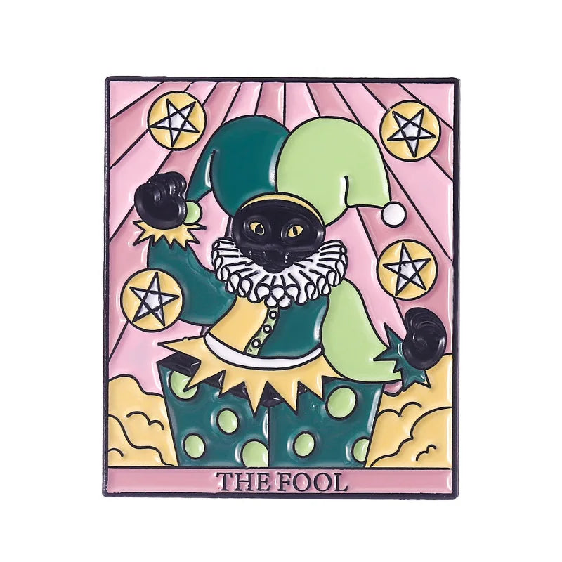 Tarot Black Cat Enamel Pin Cartoon Brooch Jewelry Hat Backpack Badge Gifts