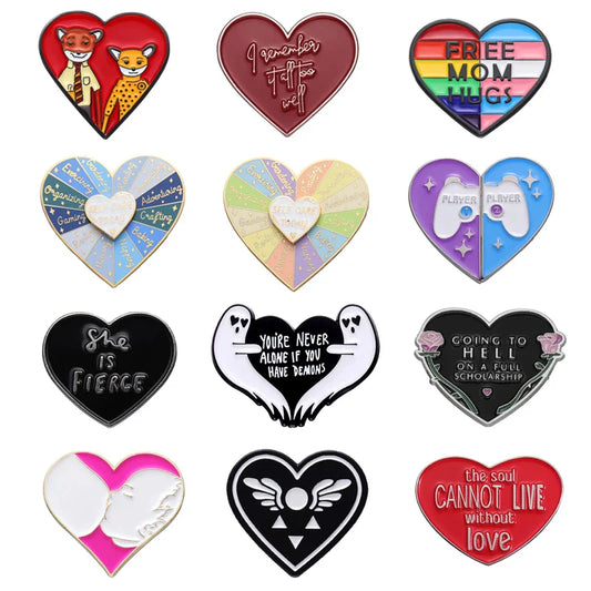 Love Heart Enamel Pins I Love My Girlfriend Brooches Lapel Badge Jewelry Gifts Wholesale