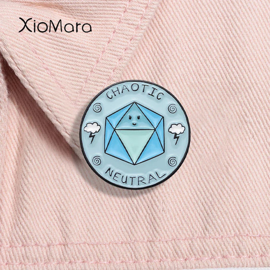 Chaotic Neutral Enamel Pin Dice Brooch Lapel Backpack Badge Gift
