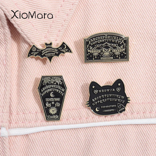 Meowja Ouija Board Cat Enamel Pin Gothic Witch Magic Brooch Lapel Badge Jewelry Gift