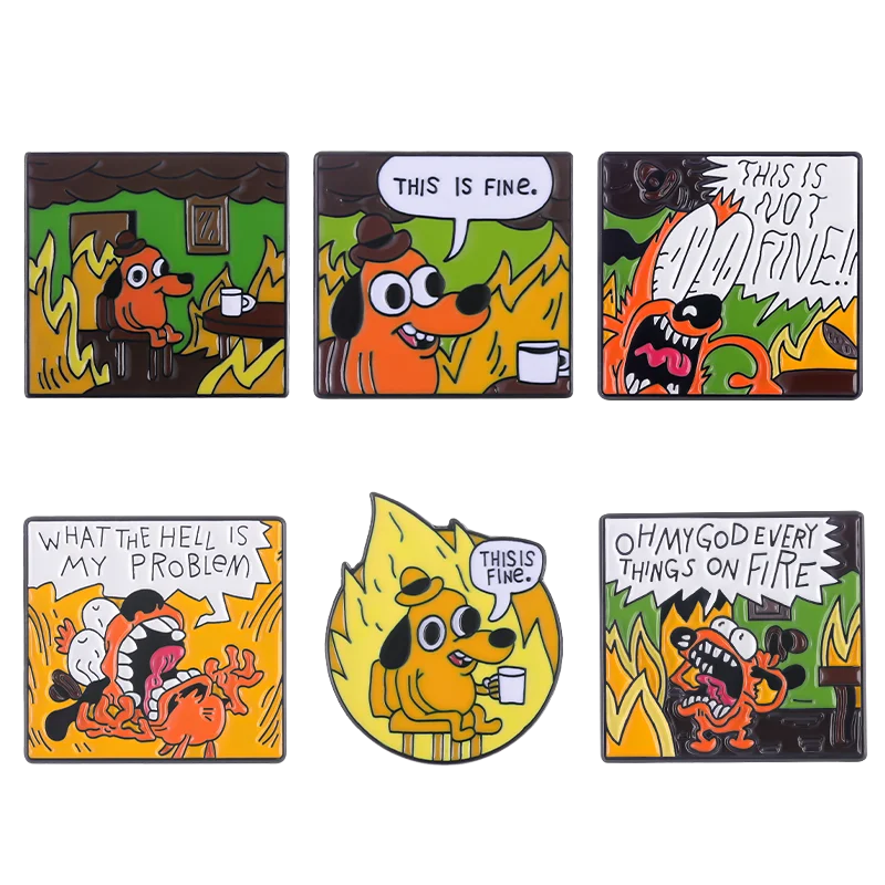 Fire Dog Enamel Pins Animal Badges Lapel Accessories Gifts for Kids Brooches Jewelry Custom Backpack