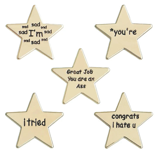 Stars Enamel Pin Gold Brooch Sad Badge Metal Lapel Backpack Accessories Gift Custom Jewelry