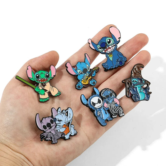 Disney Lilo & Stitch Brooch Set: Scrump Angel Enamel Lapel Pins