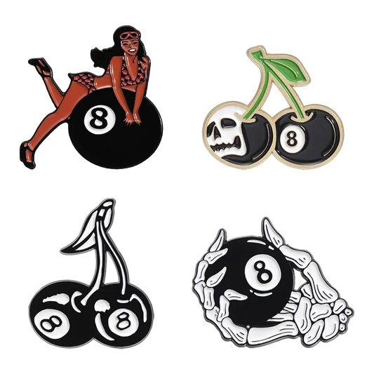 Magic 8-Ball Cherry Enamel Pin Billiards Brooch Lapel Badge Punk Jewelry Gift