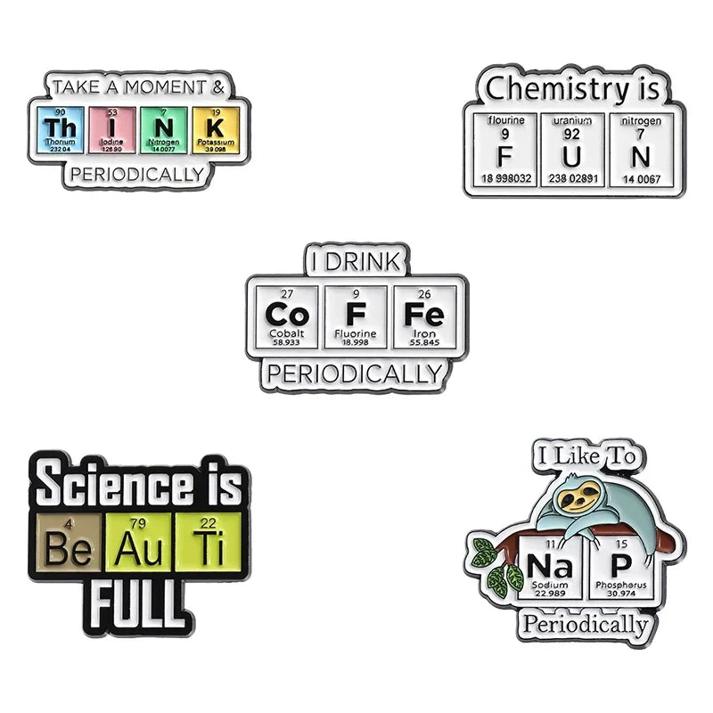 Chemical Element Symbol Enamel Pins - Fun Chemistry Brooches for Students