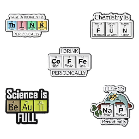 Chemical Element Symbol Enamel Pins - Fun Chemistry Brooches for Students
