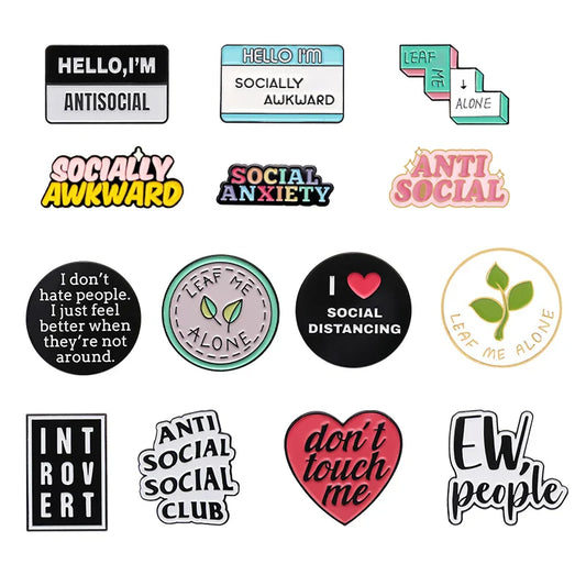 Socially Awkward Enamel Pin Don't Touch Me Leaf Brooch Badge Charm Lapel Jewelry Gift