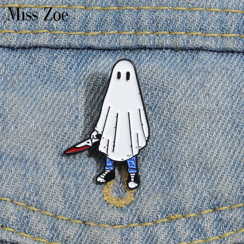 Halloween Ghost Enamel Pins Trick or Treat Brooches Lapel Badges Gothic Jewelry Gift