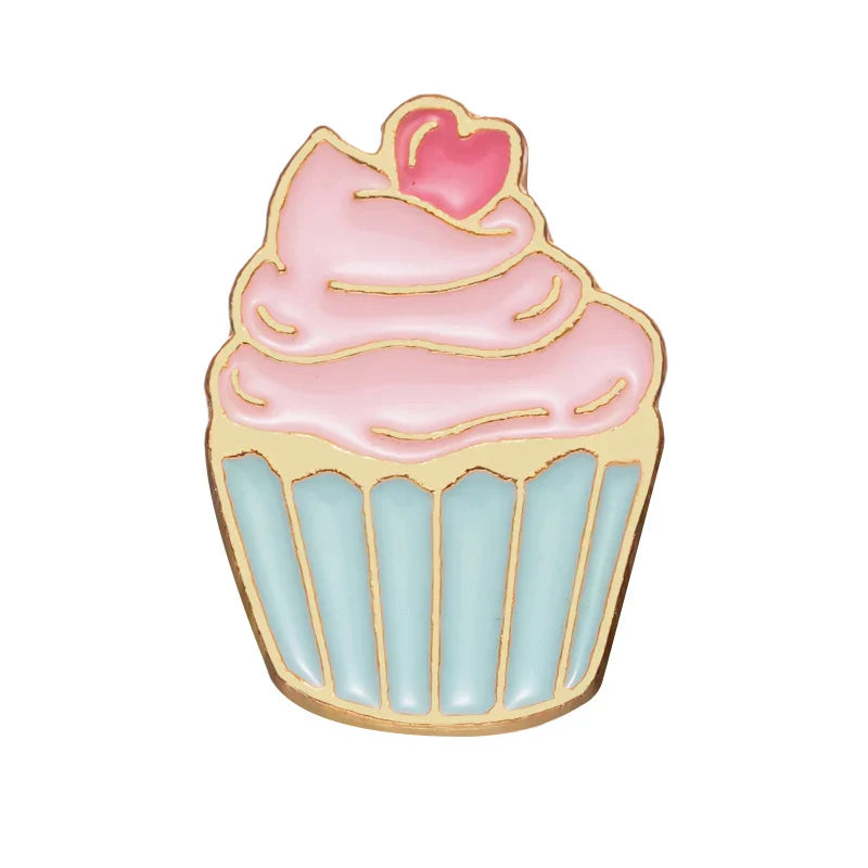 Cute Cupcake Enamel Pin Waffle Cake Pizza Brooch Lapel Backpack Jewelry Gift