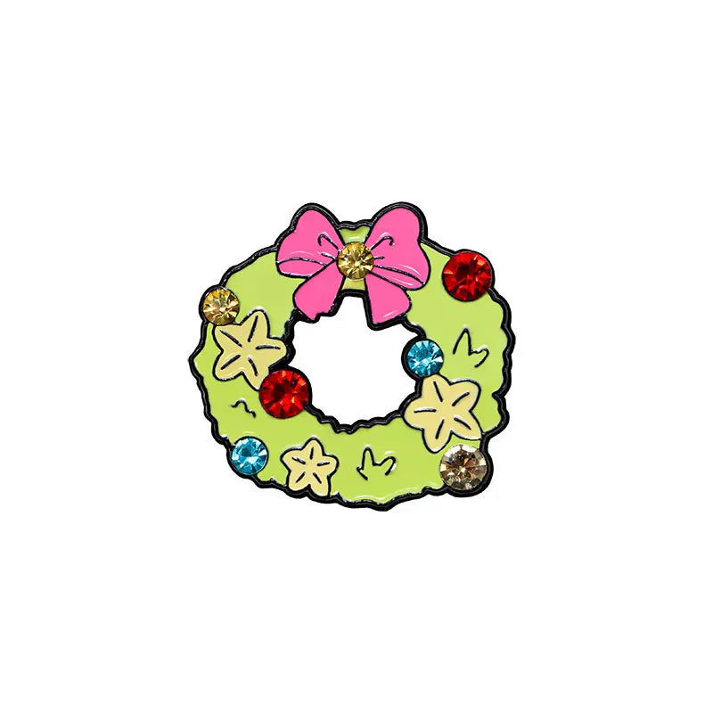 Christmas Cartoon Enamel Pins: Cute Santa, Tree, Elk Rhinestone Alloy Badge Brooch Gifts