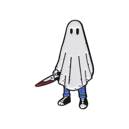 Ghost Knife Enamel Pin Halloween Goth Lapel Badge Jewelry Gift