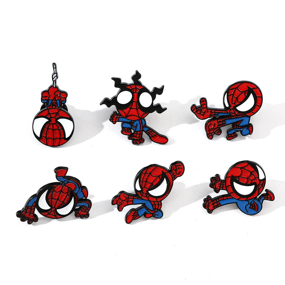 Spider-Man Enamel Pin Set - Metal Brooch Jewelry for Backpack & Clothing