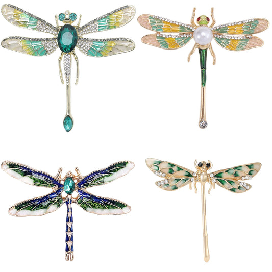 Rhinestone Dragonfly Brooch Pearl Insect Pin Jewelry Accessories