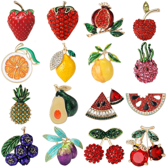 Rhinestone Pomegranate Brooch Unisex Watermelon Pin Jewelry Accessories