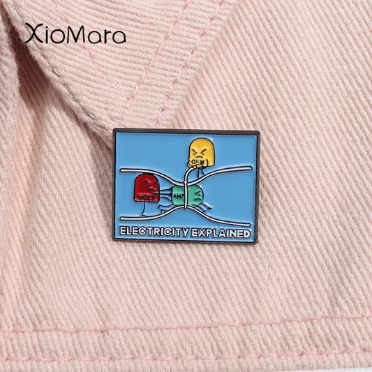 Ohm's Law Enamel Pin Cartoon Brooch Lapel Backpack Badge Jewelry Gift