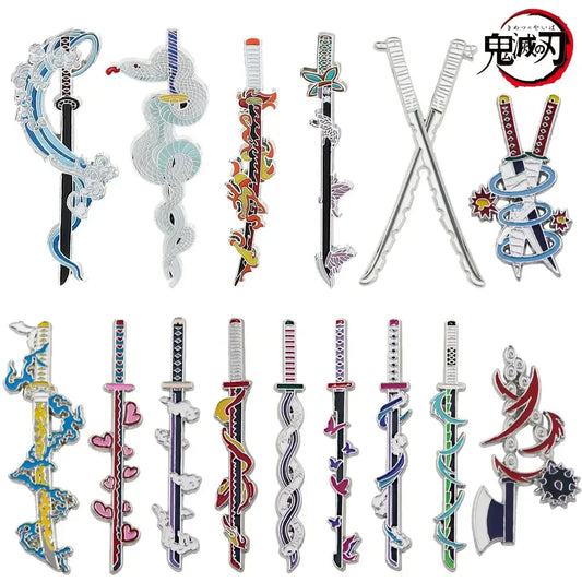 Demon Slayer Enamel Sword Pins Cosplay Badge Gift