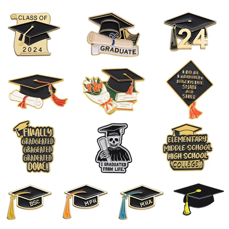 Graduation Brooch Enamel Pins Custom Hat Lapel Badge Souvenir Gifts