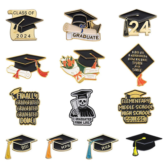 Graduation Brooch Enamel Pins Custom Hat Lapel Badge Souvenir Gifts