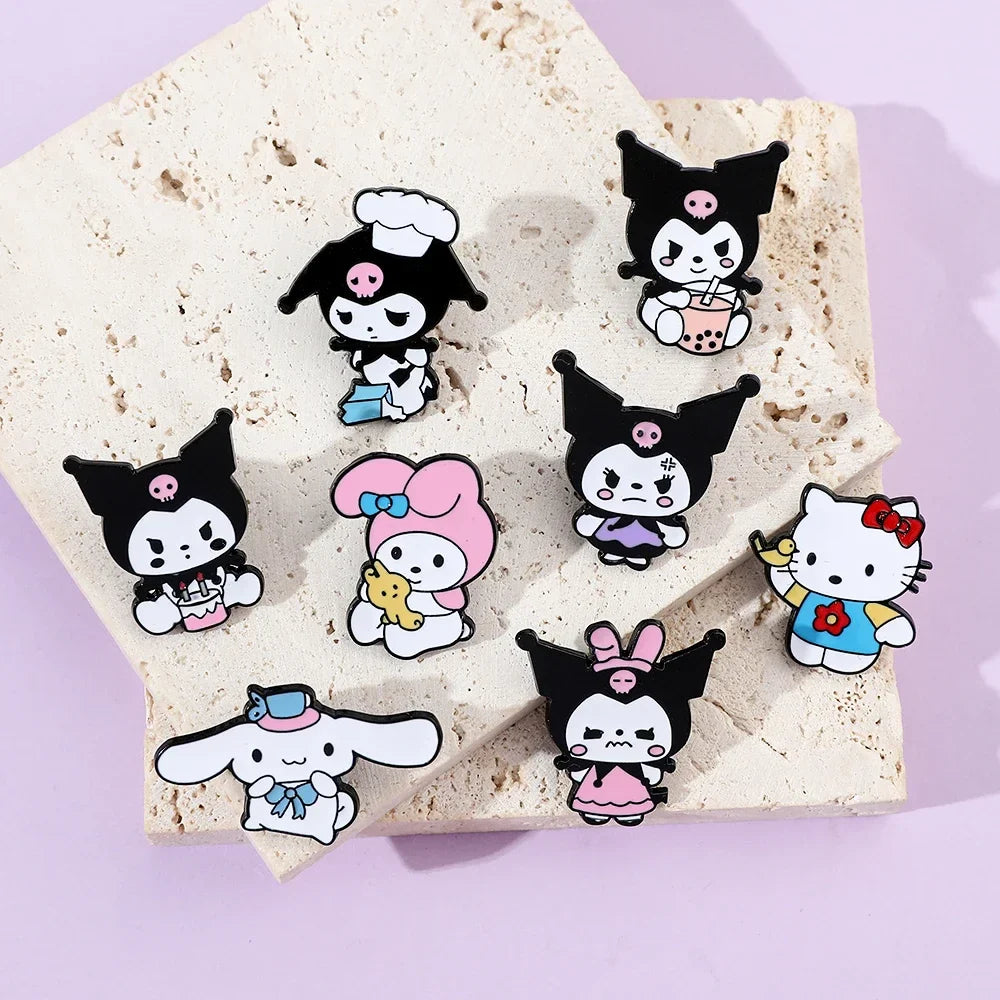Hello Kitty Animal Brooch Set - Cute Lapel Pins for Backpack & Clothing