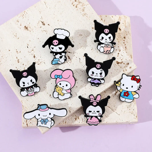 Hello Kitty Animal Brooch Set - Cute Lapel Pins for Backpack & Clothing