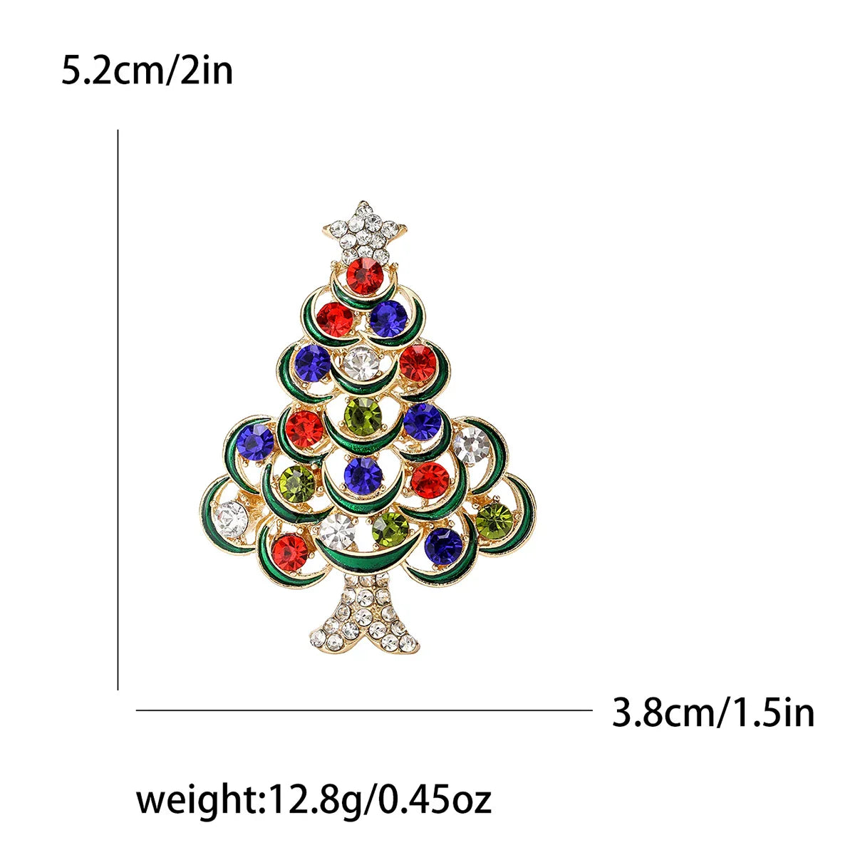 Rhinestone Star Christmas Tree Brooch Pearl Pin Jewelry Accessories
